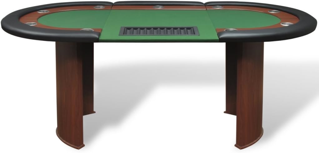 Festnight Pokertisch Spieltisch Casino Poker Tisch bis zu 10 Spieler mit Dealerbereich und Chipablag