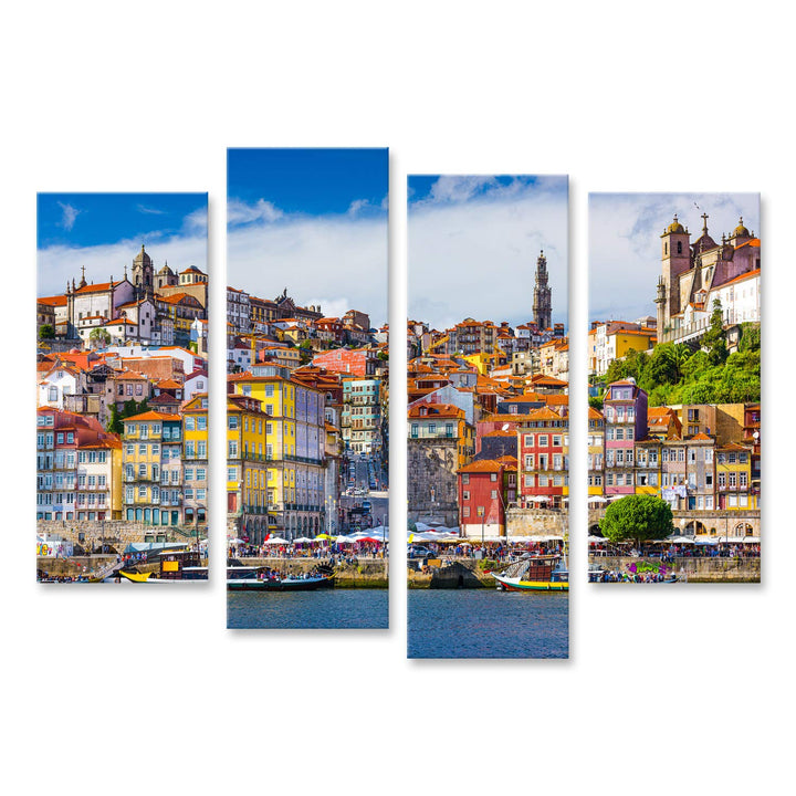 Bild Bilder auf Leinwand Altstadtsilhouette von der Anderen Seite des Douro in Porto Portugal Wandbi