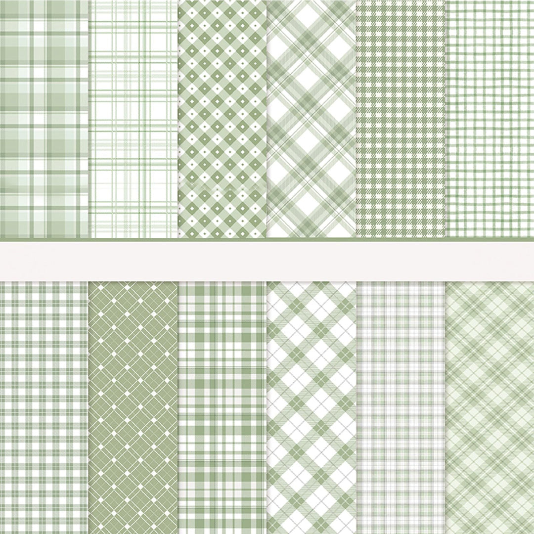 36 Blat Scrapbook Papier 30x30 cm Bastelpapier mit Muster (Grün) | Doppelseitiges Motivpapier Bunt D