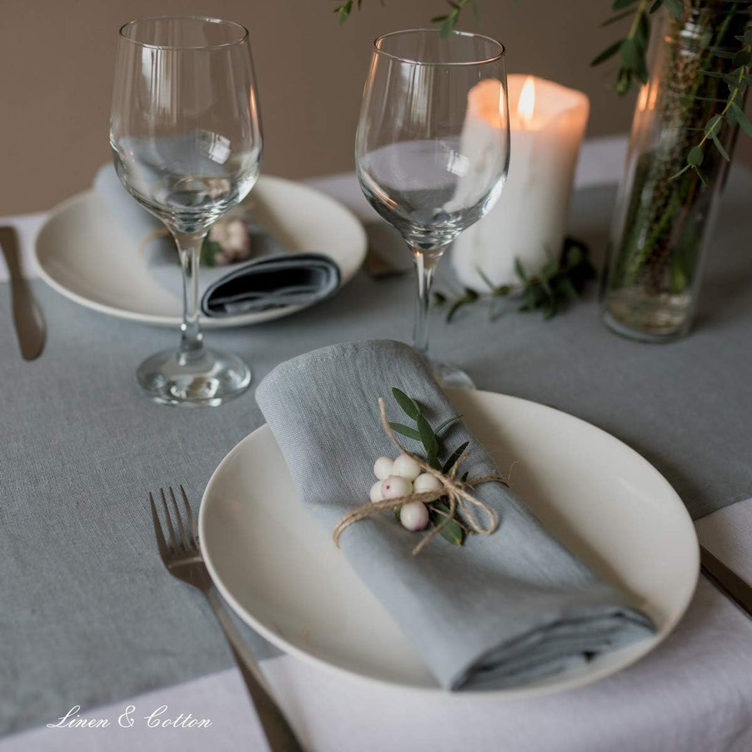 Linen &amp; Cotton Hochwertige 4 x Stoffservietten/Servietten Stoff/Leinenservietten Hygge - 100% Leinen