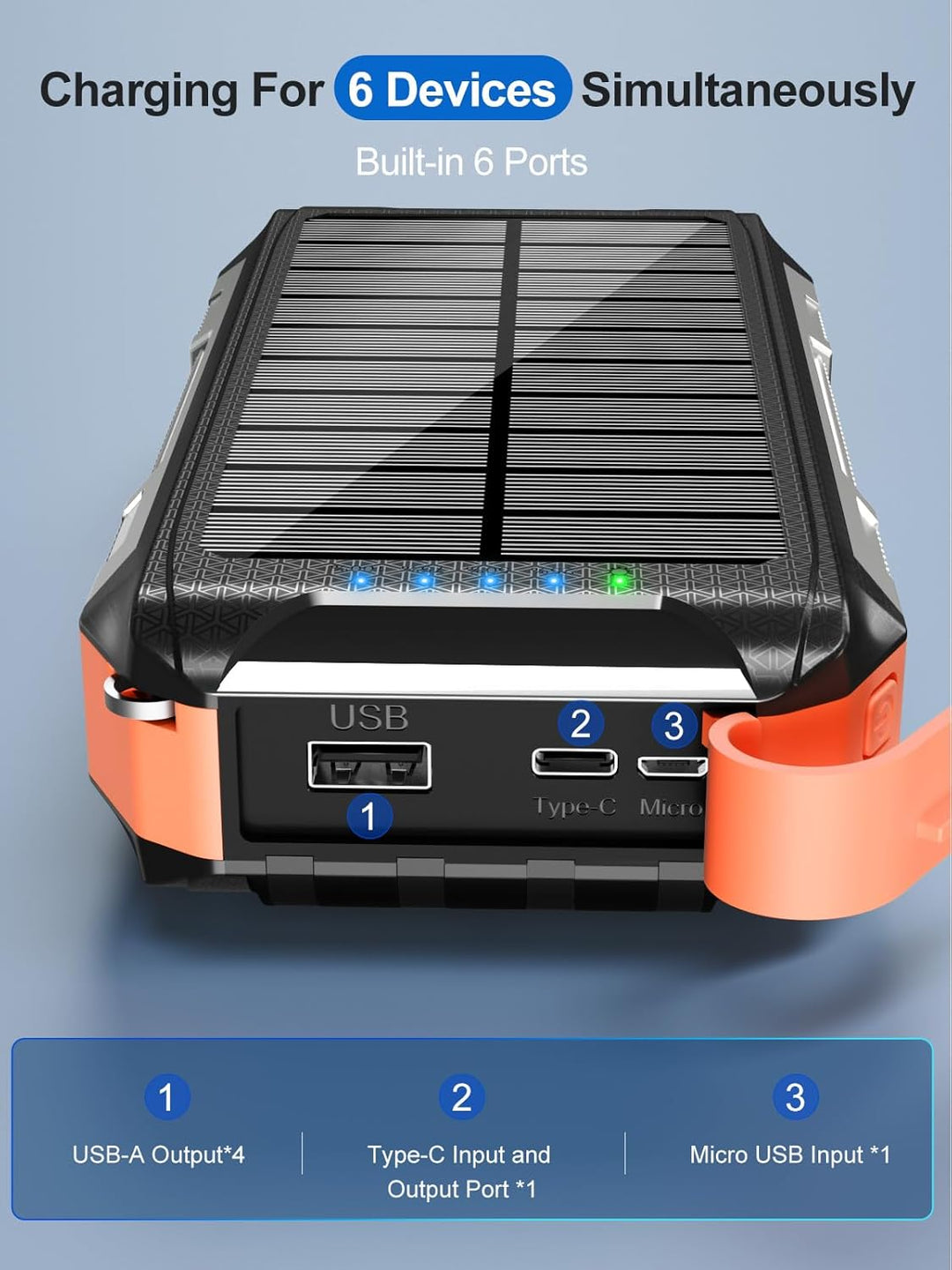 Wireless Solar Powerbank 26800mAh mit 4 Kabeln,30W Magnetische Power Bank Schnell Aufladende USB C t