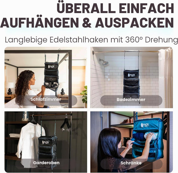 Pack Gear Koffer-Organizer zum Aufhängen, Reiseutensilien, Faltbare Packwürfel, gross oder Handgepäc