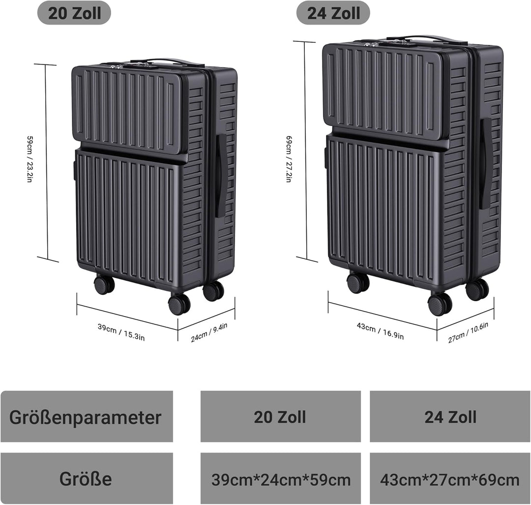 Ravas Kofferset 2 Teilig Hartschale, Koffer & Trolleys Set mit Extrafach, Reisekoffer mit Rollen Set
