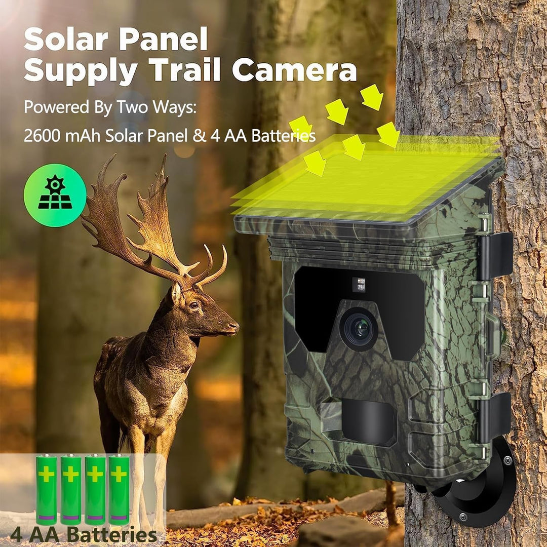 FunKind 4G Solar Wildkamera Handyübertragung App, 30MP 2K Wildtierkamera mit Nachtsicht Bewegungsmel