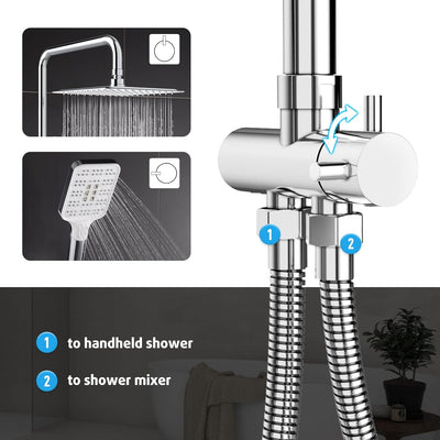 Rainsworth Duschsystem ohne Armatur Chrom - 20 * 20cm Quadratisch Regendusch Dusche Set, Duschgarnit