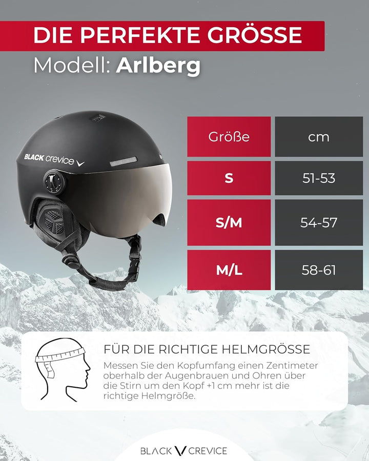 Black Crevice Skihelm Arlberg mit 2 Visier S/M (54-57) Schwarz, S/M (54-57) Schwarz