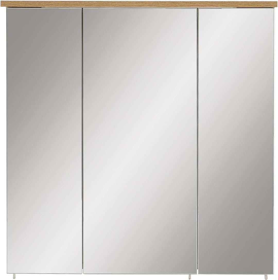 Schildmeyer Spiegelschrank Padua 142296, weiss glanz/eiche landhaus Dekor, 70,5 x 16 x 72,5 cm