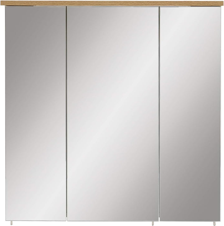 Schildmeyer Padua Spiegelschrank 148838, Platingrau/Eiche Landhaus Dekor, 70,5 x 16 x 72,3 cm (B/T/H