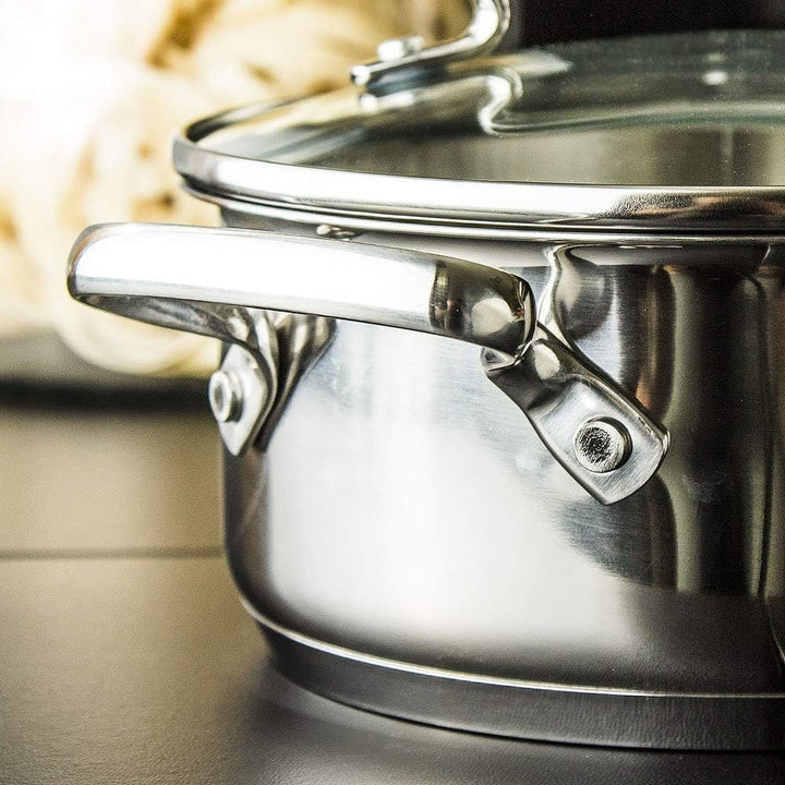 TEFAL DUETTO TOPFSET Kochtopfset Töpfe Induktion Edelstahl mit Glasdeckel 10 tlg