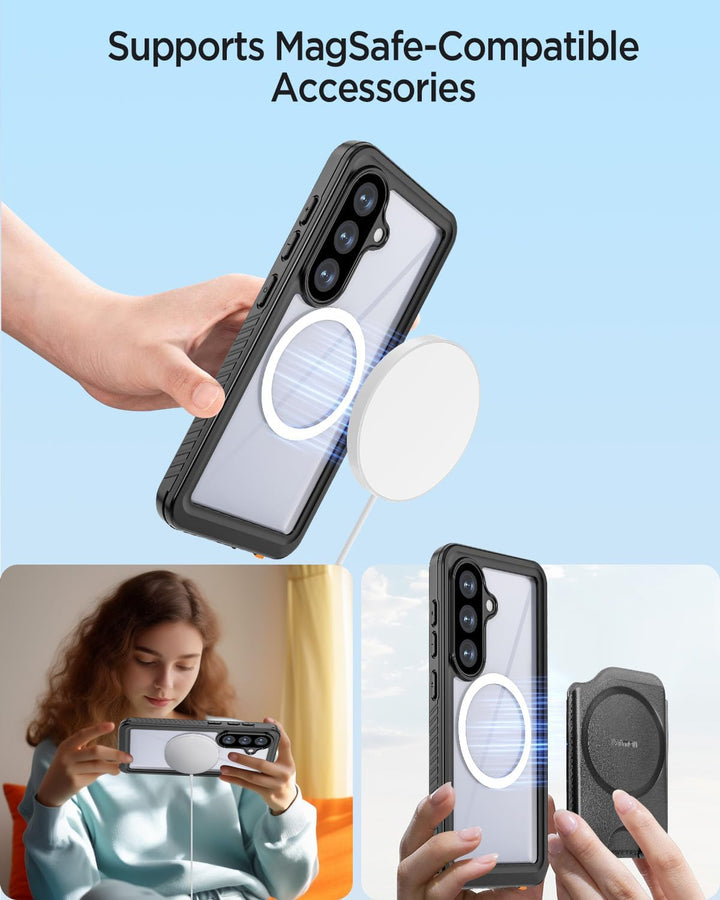 Miimall Wasserdicht Handyhülle für Samsung Galaxy S26 Plus Hülle mit Magnet, [Eingebaute Displayschu