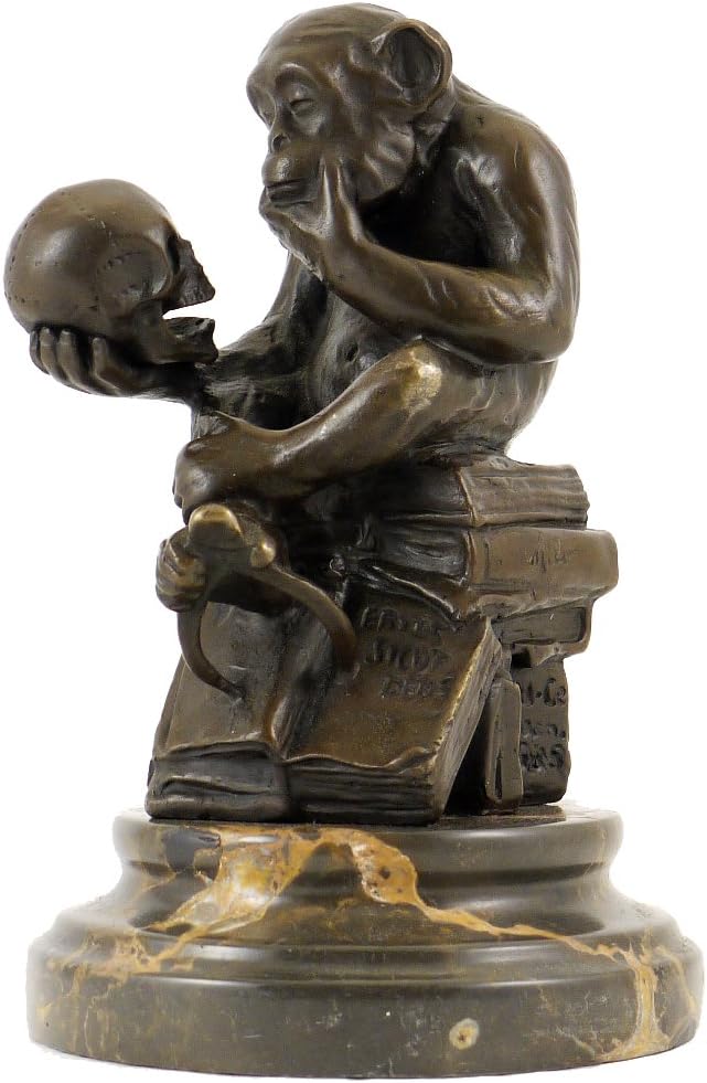 Wolfgang Hugo Rheinhold - Skulptur AFFE mit Schädel in Bronze - signiert Milo - Kunst Kaufen - Skulp