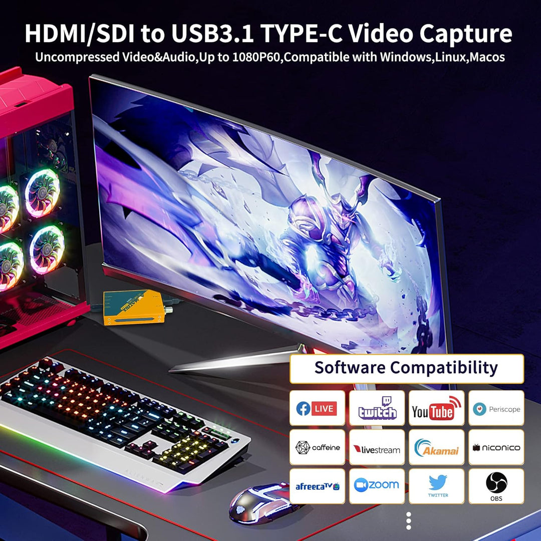 AVMatrix Videoaufnahmen für Live-Stream UC2018 SDI/HDMI-Signal über USB 3.1Gen1 für Grafik-Videoaufl
