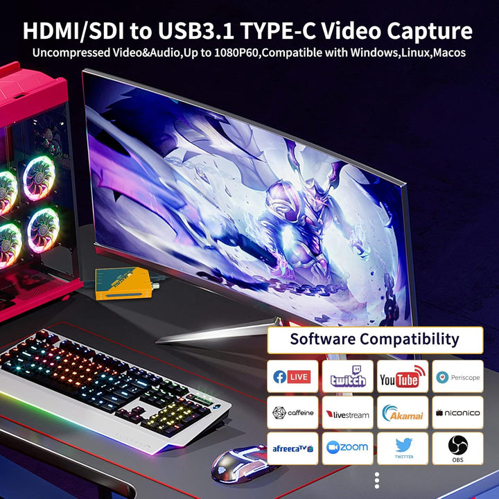 AVMatrix Videoaufnahmen für Live-Stream UC2018 SDI/HDMI-Signal über USB 3.1Gen1 für Grafik-Videoaufl