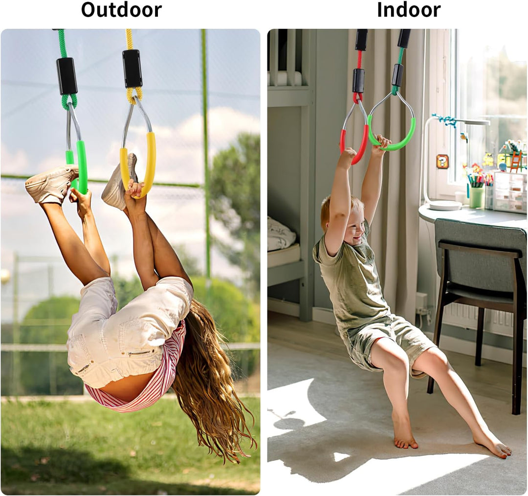 PELLOR Kinder Klettern Ringe, Multifunktions Turnringe, Multifunktions Trapeze Schaukel mit Kunststo