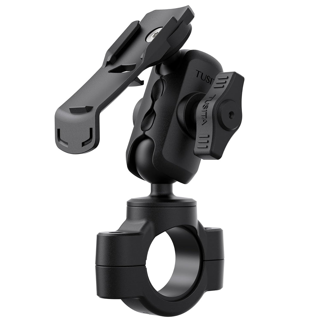 TUSITA Motorrad Halterung Doppelte Steckdose Arm Lenkerbasis Kompatibel mit Garmin Handheld GPS Shor