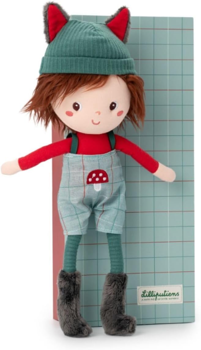 Lilliputiens - Louis Kuschelpuppe aus weichem Stoff mit abnehmbarem Mützchen, dekorativer Geschenkbo