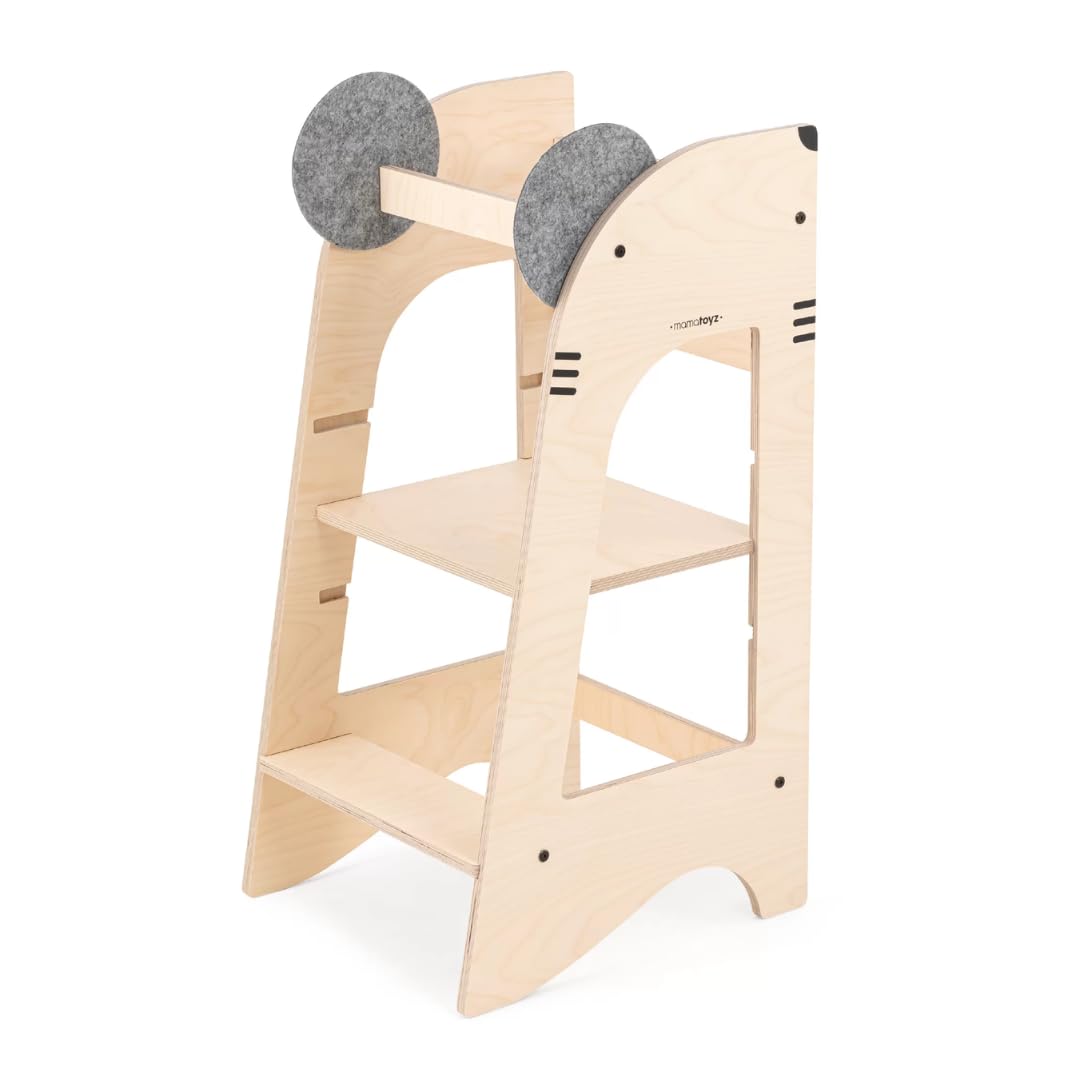 07KRAT Kule Topo Mehrzweck-Montessori-Lernturm - Lernturm aus natürlichem Birkensperrholz mit 3 eins