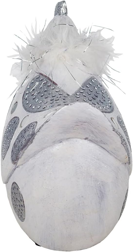 ROCKING GIFTS Dekofigur Henne aus silbernem und weissem Harz mit Federn, rustikale Innendekoration,