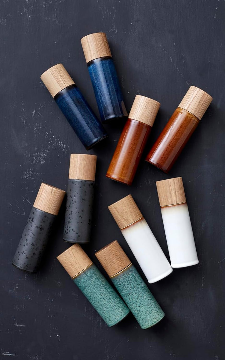 BITZ Salz- und Pfeffermühle, 2 Gewürzmühlen aus Steingut (Salzmühle + Pfeffermühle), 2er-Set, 16,7 c