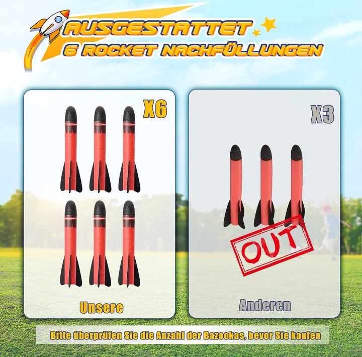 Rakete Luftdruck, Outdoor Spielzeug für Kinder - Geschenke für Jungen Mädchen Einzeln 6pcs, Einzeln