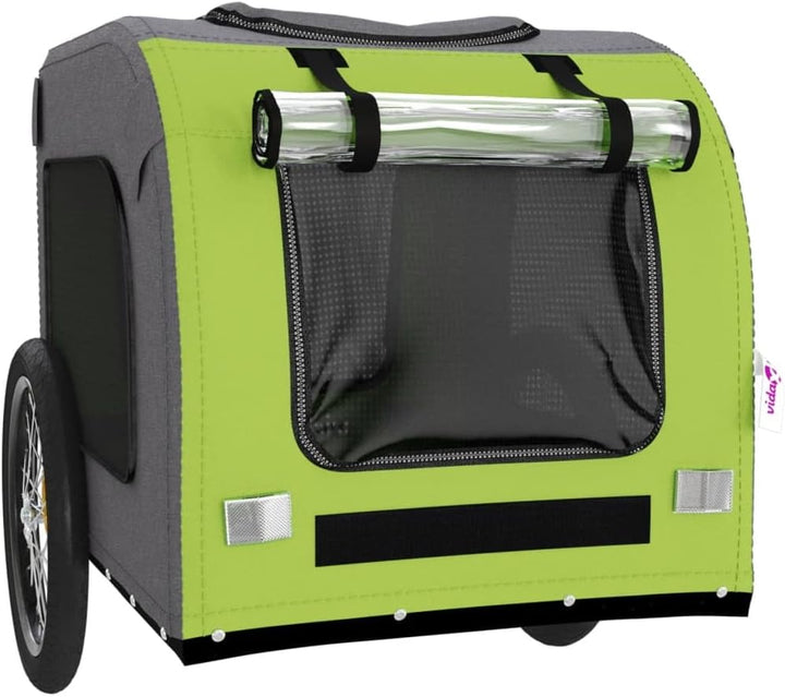 SKM Fahrradanhänger Hunde Grün und Grau Oxford-Gewebe &amp; Eisen,9 KG,93843,Color: Grün Grün 69 x 133.5