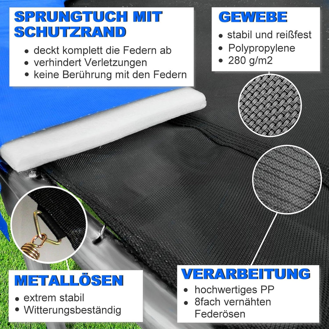 Trampolin Sprungtuch Ø 183 185 244 250 275 277 300 305 366 370 335 337 396 400 427 430 457 460 487 4
