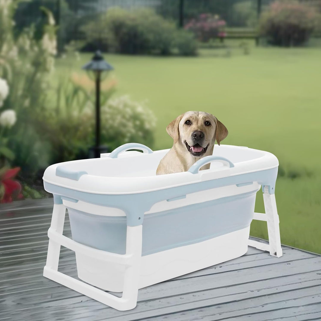 SuhoFutus Hundebadewanne Faltbare Badewanne für Grosse Hunde, Hundebadewanne mit Wasserablassstopfen