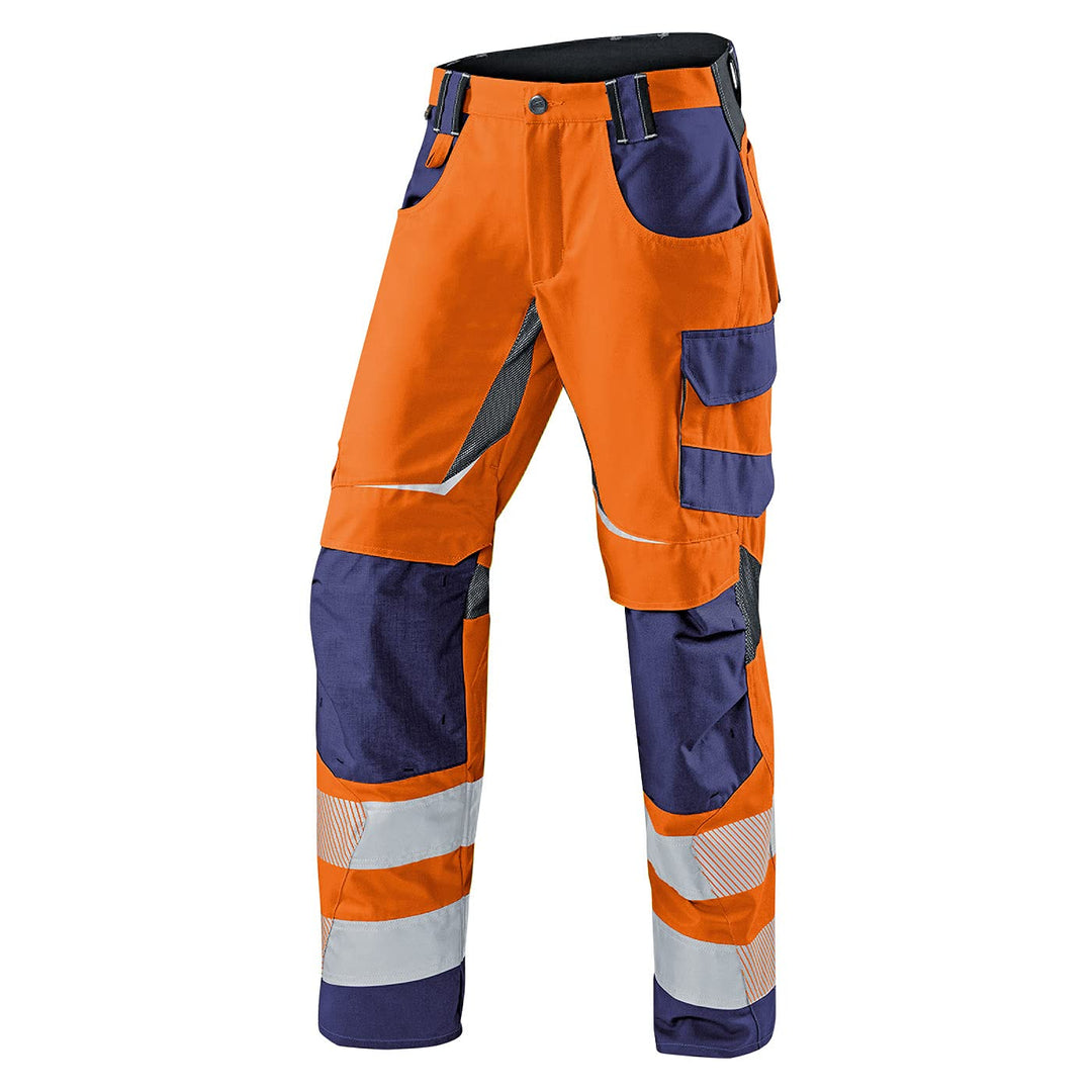 KÜBLER Workwear Damen Hose Hose, Warnorange/Dunkelblau