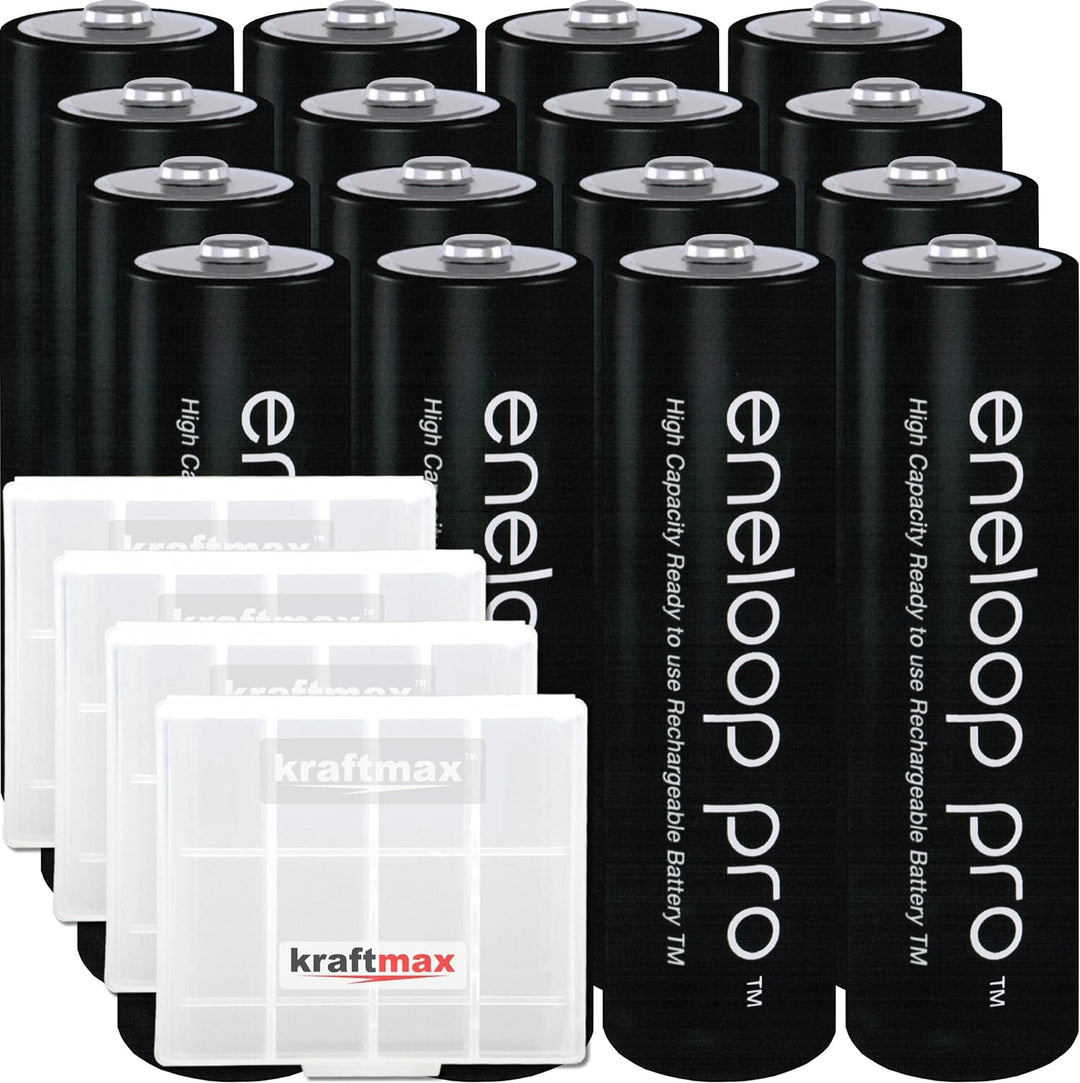16er Pack Panasonic Eneloop PRO XX AA/Mignon Akkus - Neueste Generation - 2550 mAh Hochleistungs Akk