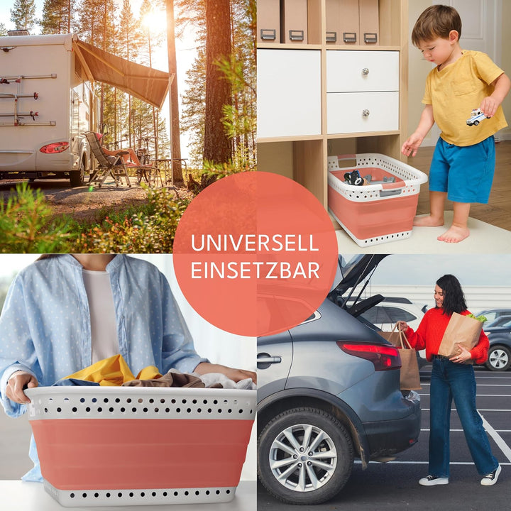 2er Set Wäschekorb faltbar - 36 Liter &amp; Universelle Nutzung I Zusammenklappbarer faltbarer Wäschekor