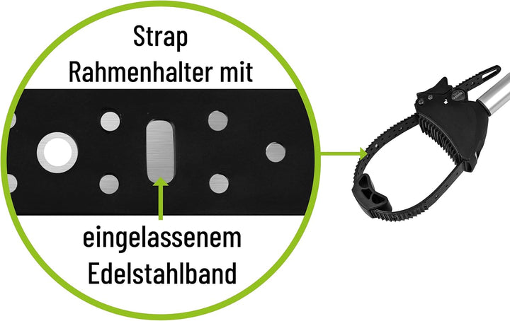 Strap Rahmenhalter lang Ø 25+30mm, Schwarz/Silber