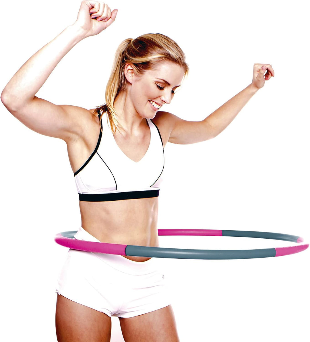 John Gym Wave Fitnessring Fitnessreifen Hula Hoop Reifen Ring Softgrip zerlegbar mit Clicksystem, 32