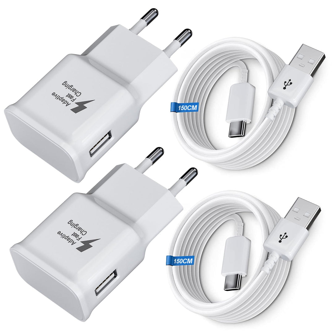 Ladegerät Schnellladung für Samsung Handy, (2-Pack) Adaptives Schnellladegerät Netzteil mit USB Typ