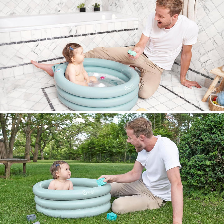 Babymoov Aufblasbare Badewanne Aquadots, mit Einsatz für Neugeborene, 68 x 40cm, als Planschbecken v