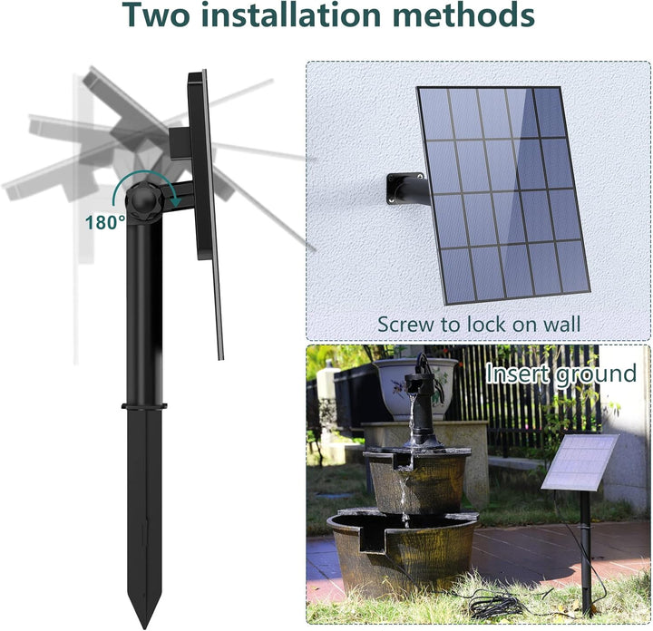 AMZtime 3,5W DIY Solar Springbrunnen für Aussen mit 1,5M Wasserleitung und Pfahl, Upgrade Solar Teic