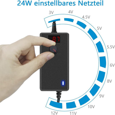 SHNITPWR Universal 3V~12V Steckernetzteil 24W 2A Netzteil Adapter 100~240V AC bis DC 3V 5V 6V 9V 12V
