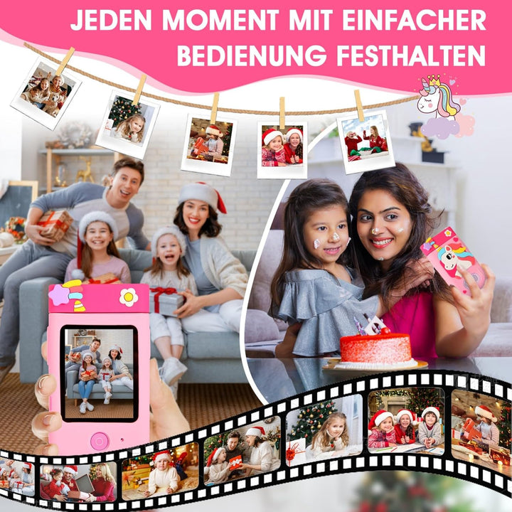ARNSSIEN Kinder Handy Smartphone Spielzeug mit 180° Drehobjektiv &32GB Karte, Kinderkamera mit Touch