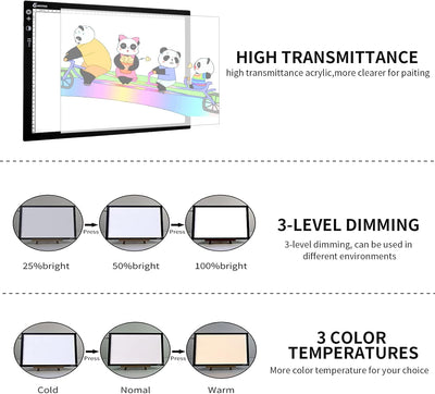 XIAOSTAR A3 Led Licht Pad Leuchttisch, Smart Tracing mit Sperrbildschirm und Timing-Set, einstellbar