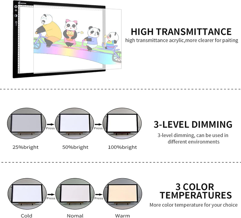 XIAOSTAR A3 Led Licht Pad Leuchttisch, Smart Tracing mit Sperrbildschirm und Timing-Set, einstellbar