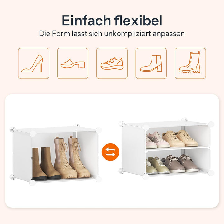 HOOBRO Schuhregal mit 6 Fächern, Schuhschrank, für 24 Paar Schuhe, 40 x 30 x 30 cm pro Fach, schmal,