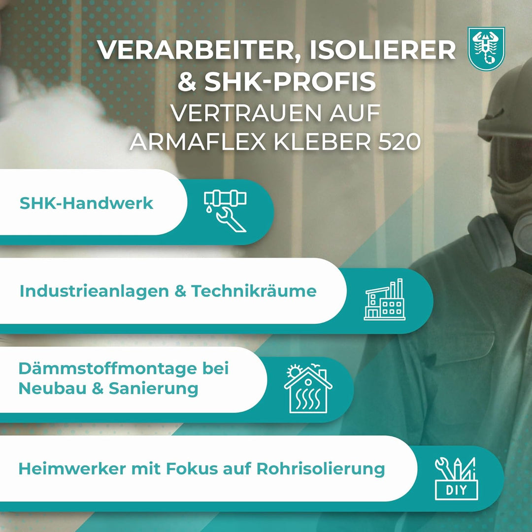 Armaflex Armacell Kleber 520 für Kautschuk-Platten und Schläuche 0,25 Liter Pinseldose + Scorprotect