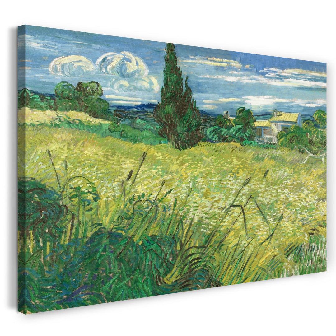 Printed Paintings Leinwand (60x40cm): Vincent Van Gogh - Grünes Weizenfeld mit Zypressen (1889) 60x4