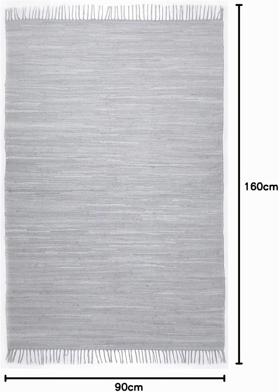Theko | Dhurry Teppich aus 100% Baumwolle Flachgewebe Teppich Happy Cotton | handgewebt | Farbe: Gra