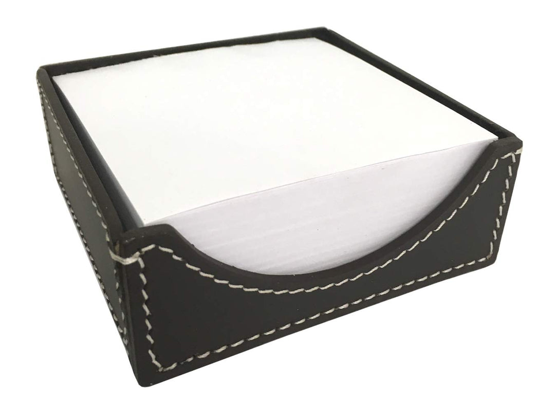 Zettelbox aus Leder chocolate braun 11x11 cm