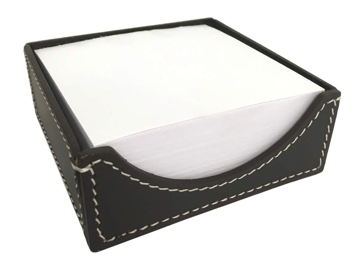 Zettelbox aus Leder chocolate braun 11x11 cm