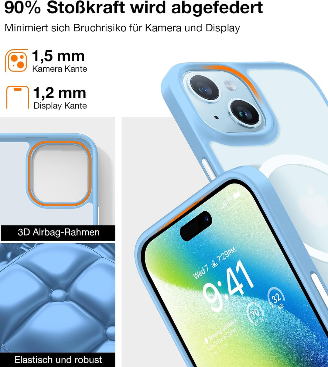 TORRAS Guardian-Mag für iPhone 15 Hülle für MagSafe (Zertifizierte Magnetkraft und Schutzkraft) Hüll