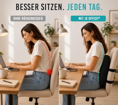 Rückenkissen – Ergonomische Lordosenstütze aus Memory Foam – Für mehr Sitzkomfort zuhause &amp; im Büro