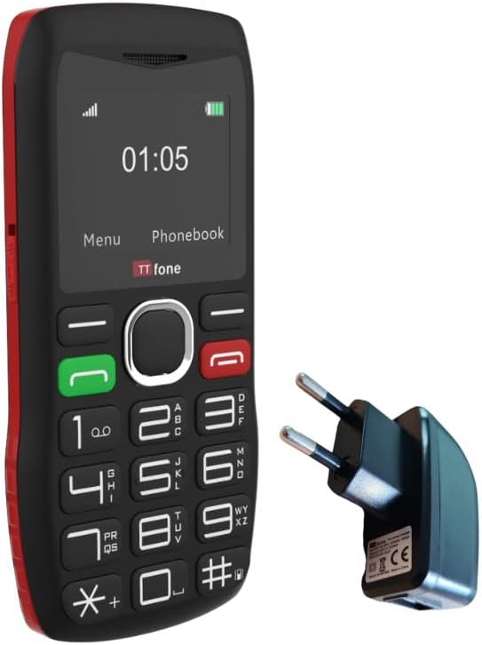 TTfone Seniorenfreundliches Mobiltelefon mit grossen Tasten und Notfallknopf, TT880 (mit Netzladeger