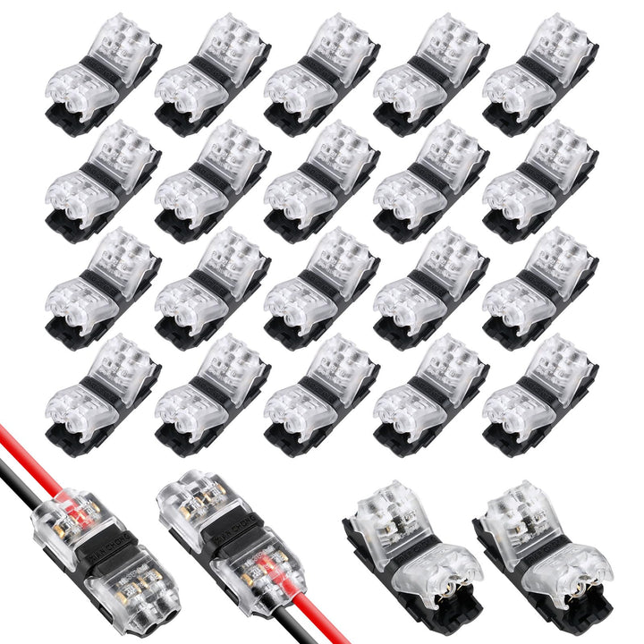 Flintronic 20 Stück H Verbinder, Niederspannung T Hahn Kabelverbinder, 2 Pin 2 Wege Kabelverbinder,