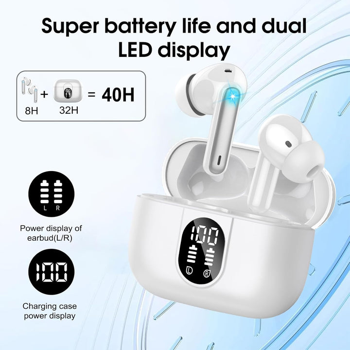 Bluetooth Kopfhörer, Kopfhörer Kabellos Bluetooth 5.3, In Ear Kopfhörer mit 4 Mic, 2026 Neue ENC Noi